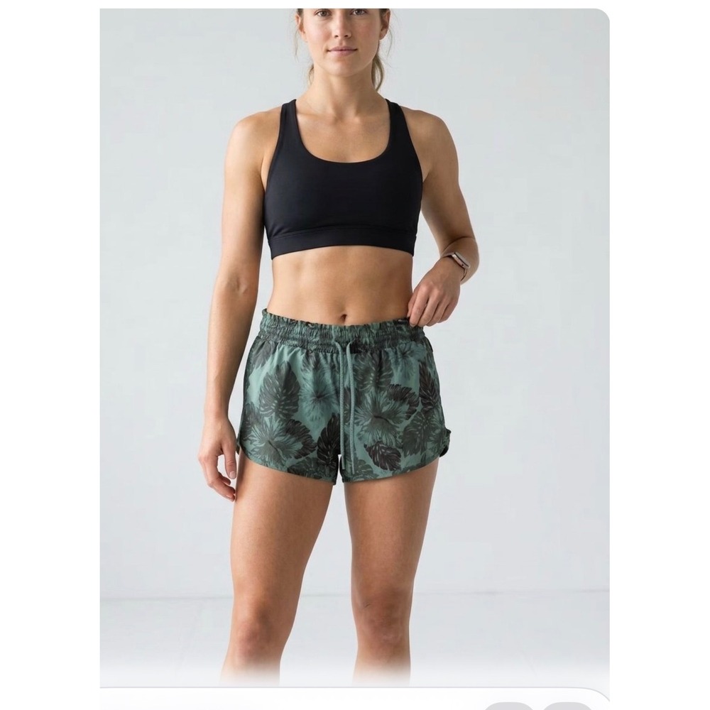 Aerie Tropical Leaf Print Drawstring Shorts Green Black M 5223-8776-4912